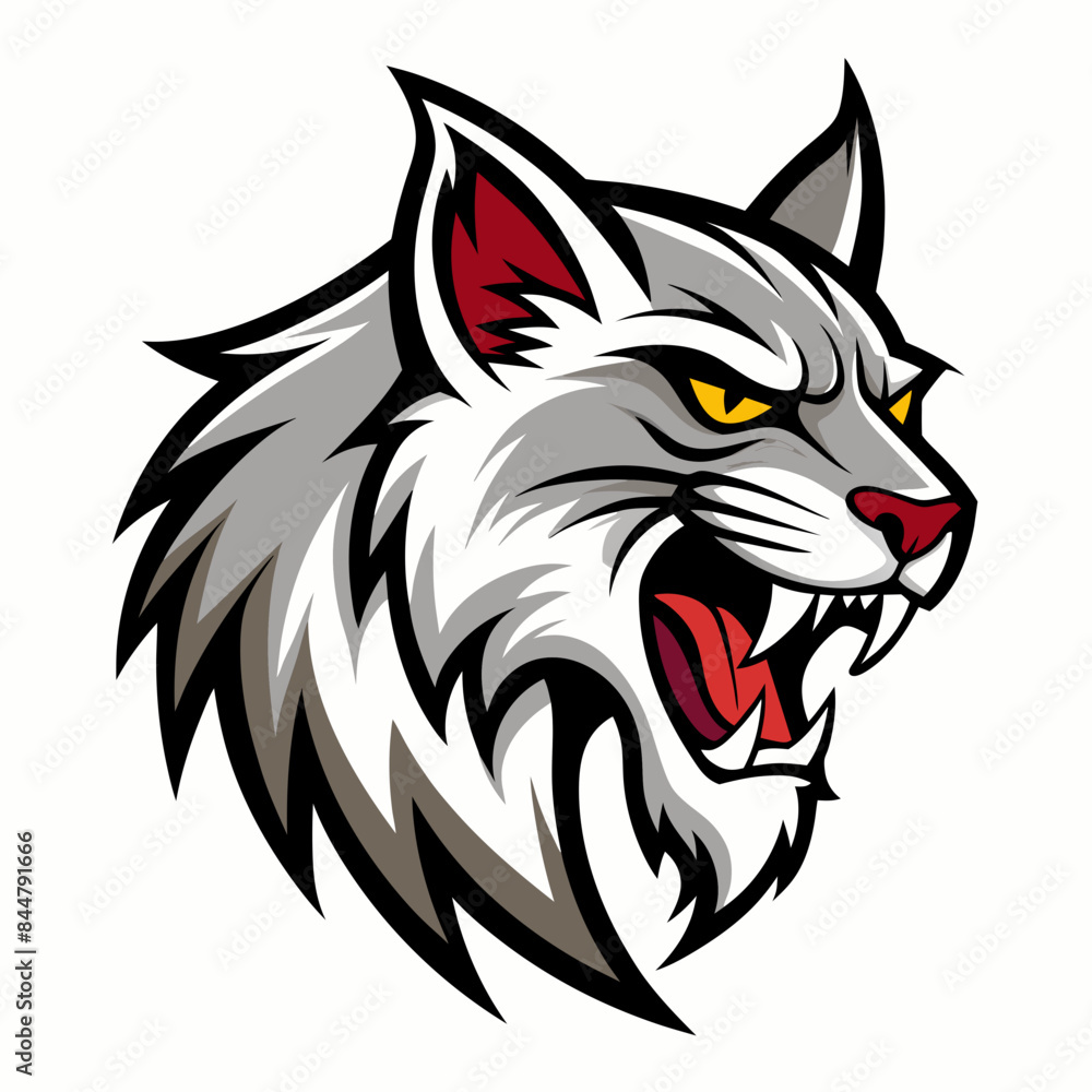 bobcat-logo--angry--side-view--white-background