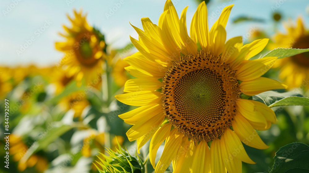 Obraz premium Field of sunflowers, AI Generative.