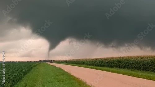 Tornado causing EF-1 damage to buildings in Sycamore Illinois on August 9 2021