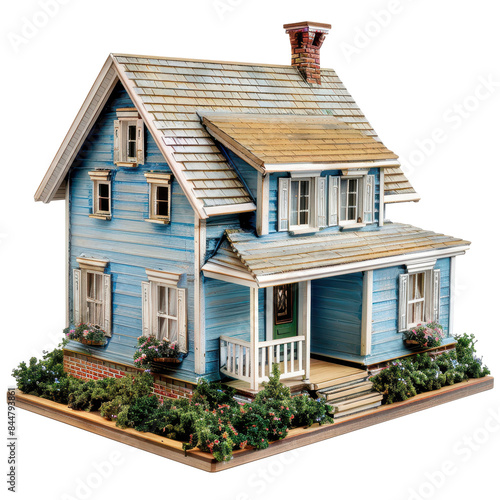 Miniature House Models Isolated on White Background, PNG Die-Cut Clipart