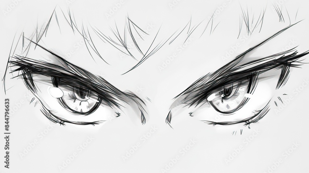 Fototapeta premium Angry anime eyes sketch 