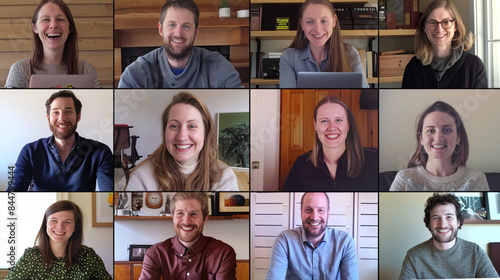 Digital Connection: Vibrant Zoom Meeting with 16 Smiling Participants 