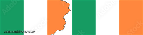 Ireland flags vector. Standard flag and with torn edges