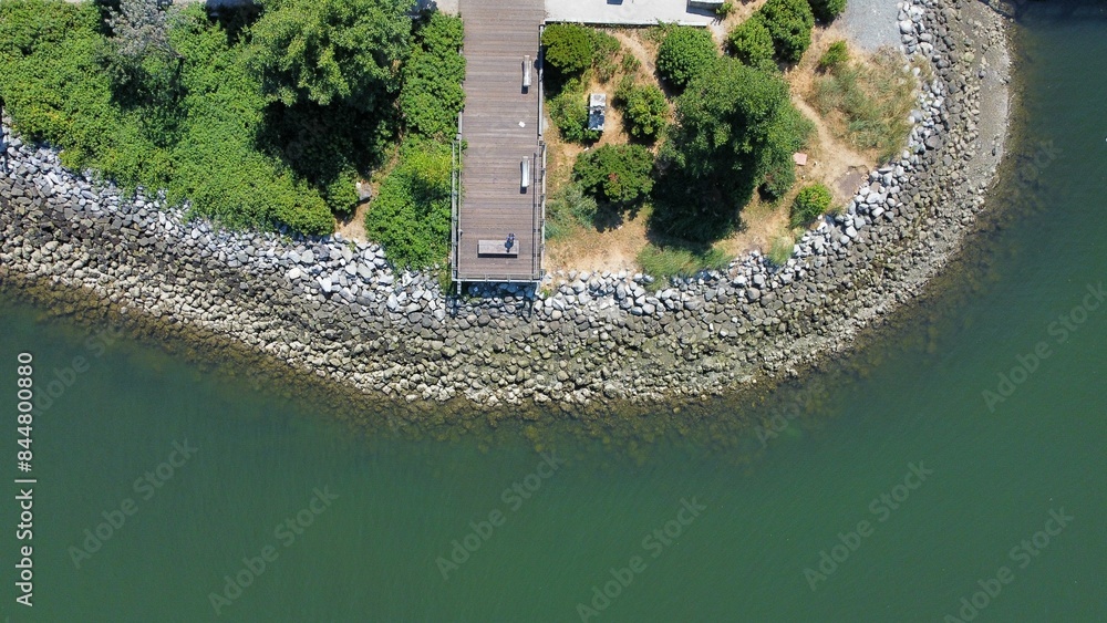 Naklejka premium Aerial view of boardwalk in Vancouver's Olympic Village