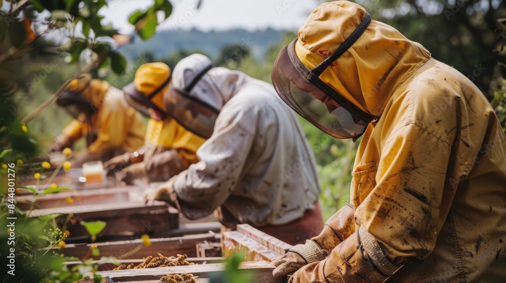Beekeepers Using Honey Extractors Beekeepers Using Honey Extractors