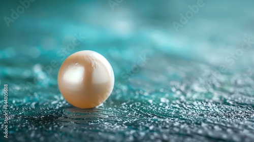 Elegant natural pearl on a shimmering blue silk. photo