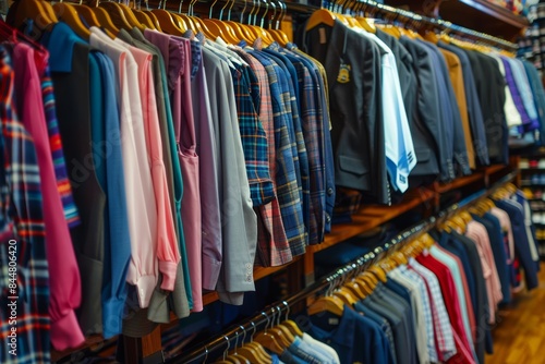 Wallpaper Mural Neatly Hung School Uniforms for Back to School Shopping, Ideal for Print, Card, or Poster Design Torontodigital.ca