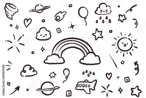 Sky object bundle Hand-drawn kids