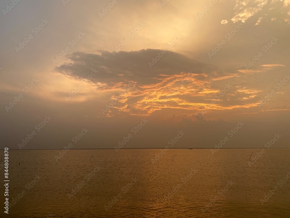 Beautiful calm river and cloud with sun Beautiful calm river and cloud with sun