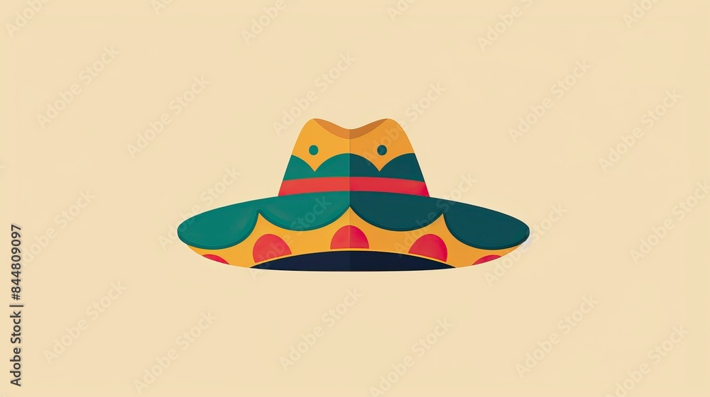 An icon for apps and websites of a Mexican hat in a colorful flat modern style. An icon for apps and websites of a Mexican hat in a colorful flat modern style.