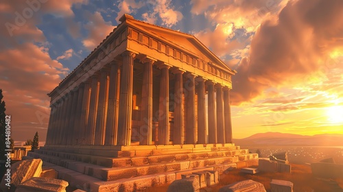 The Parthenon is a temple in Greece. It is one of the most famous buildings in the world. photo