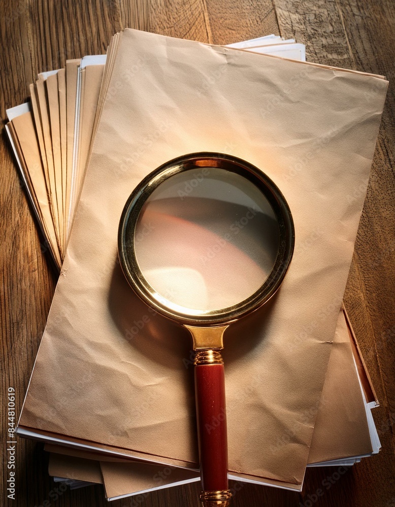magnifying glass on paperwork