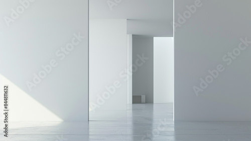 Clean and Minimalist White Cube Gallery Scene
