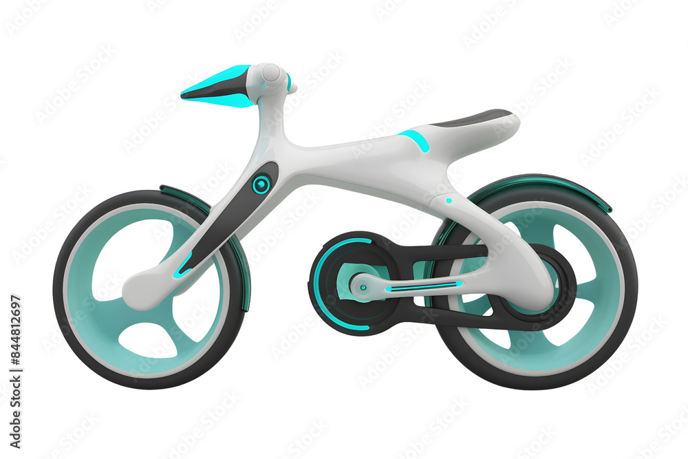 A futuristic white and blue bicycle with a sleek design A futuristic white and blue bicycle with a sleek design