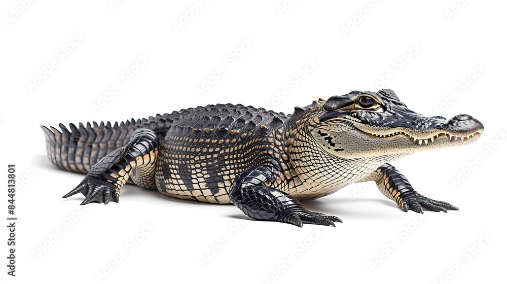 Fototapeta premium American Alligator in front of a white background 