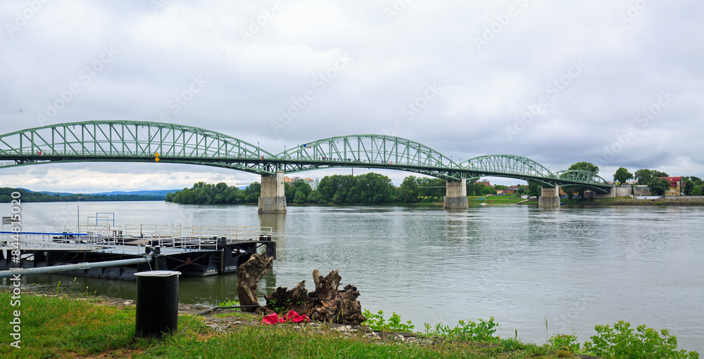 Obraz premium Apollo Suspension bridge - Hungary - This is on the Hungary and Slovakia border - Esztergom, Hungary