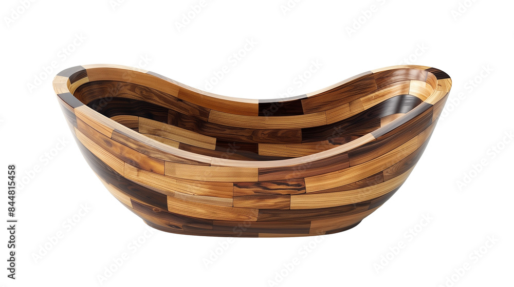 Stylish Wooden Bathtub with Light and Dark Stripes Stylish Wooden Bathtub with Light and Dark Stripes