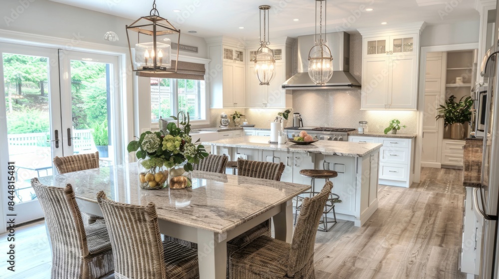 Fototapeta premium Kitchen countertop with a neutral color palette. generative ai