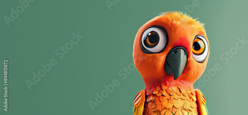 Cute Cartoon Parrot with Bo...