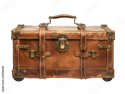 Vintage Leather Suitcase with Brass Locks