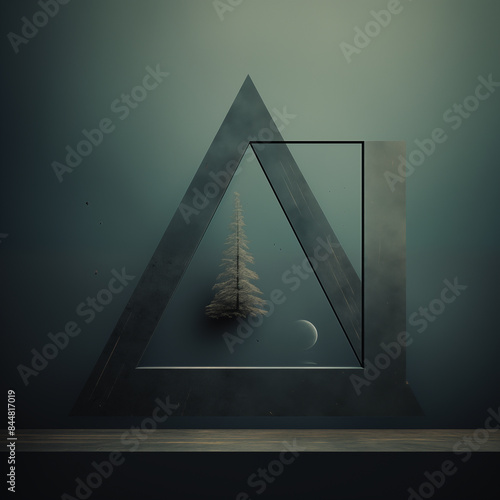 三角形の中に浮かぶ神秘的な木
Mysterious tree floating in a triangle