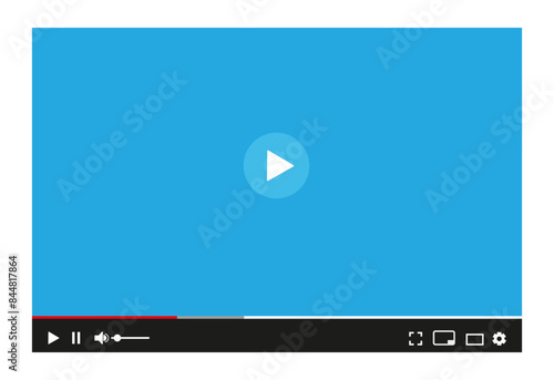 Media player for web and mobile apps flat style. Chat video frame. 
