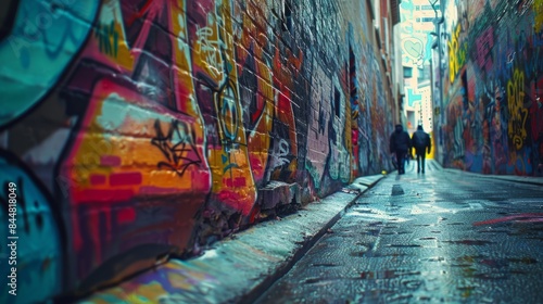 Artistic Graffiti Alley A closeup photo of a colorful graffiti alley in the urban core with vibrant street