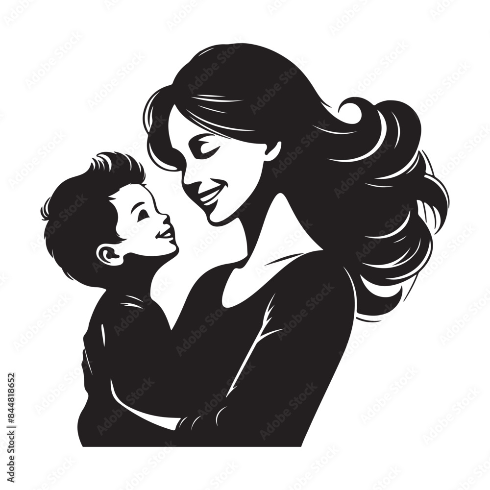 Modern Mother's Day Vector Silhouettes For Design. Modern Mother's Day Vector Silhouettes For Design.