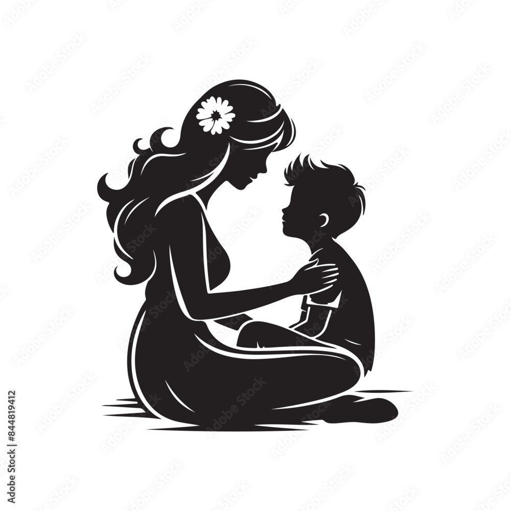 Modern Mother's Day Vector Silhouettes For Design. Modern Mother's Day Vector Silhouettes For Design.