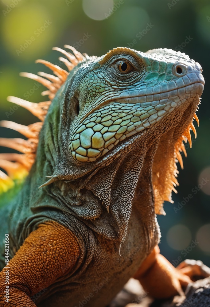 Fototapeta premium Closeup of a redtailed lizard, a terrestrial reptile with scaled skin
