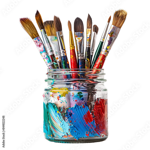 Artist's Palette with Paintbrushes in a Jar photo