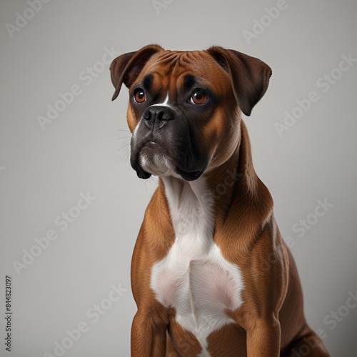 Thoughtful Boxer  A Pensive Portrait of a Boxer Dog on a White Background