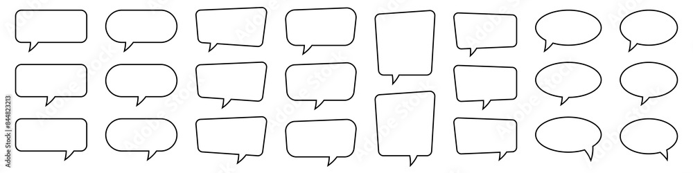 Speech bubble, speech balloon, chat bubble line art icon for apps and websites. Speech bubble, speech balloon, chat bubble line art icon for apps and websites.
