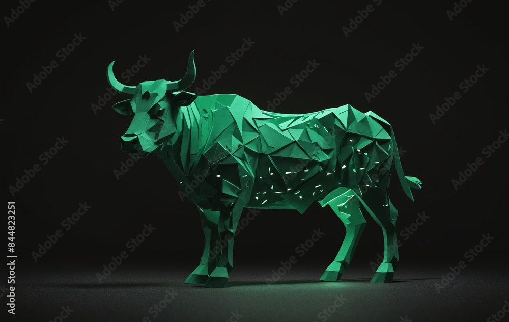 Origami Bull Against Digital Cityscape: Artistic Intersection of Tradition and Technolog Origami Bull Against Digital Cityscape: Artistic Intersection of Tradition and Technolog