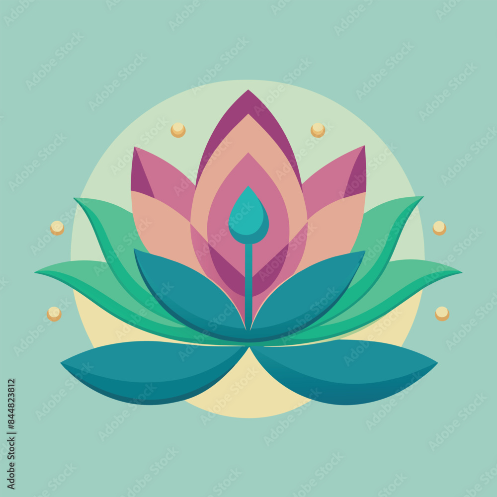Obraz premium A colorful and abstract illustration of a lotus flower symbolizing calmness and serenity, A calming image of a lotus flower symbolizing balance and peace