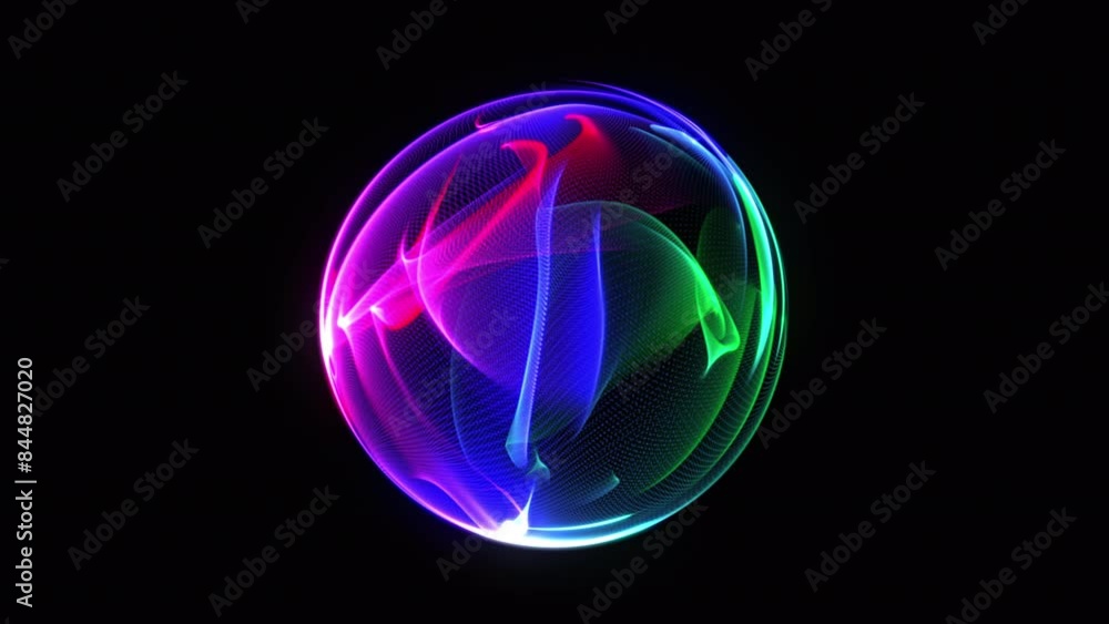 Abstract futuristic vibrant 3d sphere seamless motion. Multicolored 3d ...