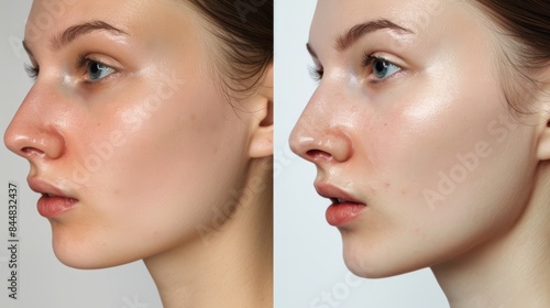 Before and After Comparison of Cheekbone Contouring and Enhancement with Filler Injections photo