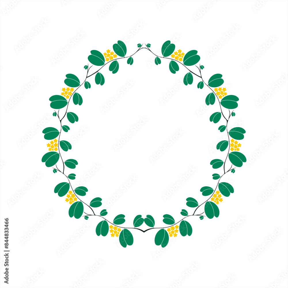 colorful illustration of sweetheart Hoya plant as a round frame