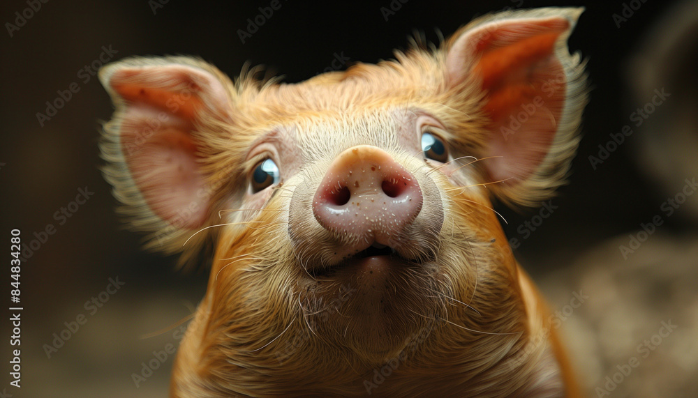 Close Up Funny Piglet Portrait with Detailed Features. Close Up Funny Piglet Portrait with Detailed Features.