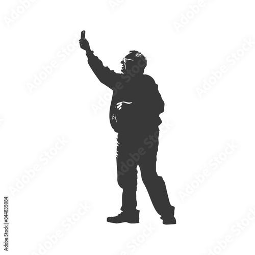 Silhouette of Man Reaching Upwards, Optimistic Gesture.