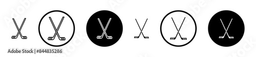 Hockey sticks line icon set. ice hockey stick line icon suitable for apps and websites UI designs. photo