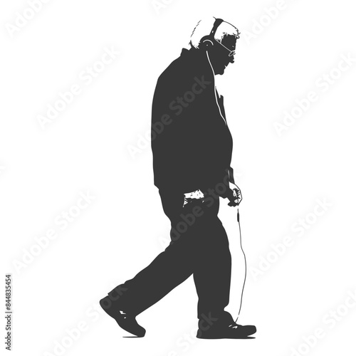 Oxygen-Tank Silhouette: Man Walking with Medical Equipment on White Background