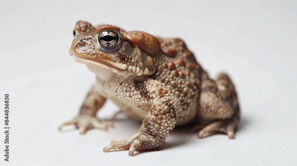 Juvenile toad bufo bufo against white backdrop Juvenile toad bufo bufo against white backdrop