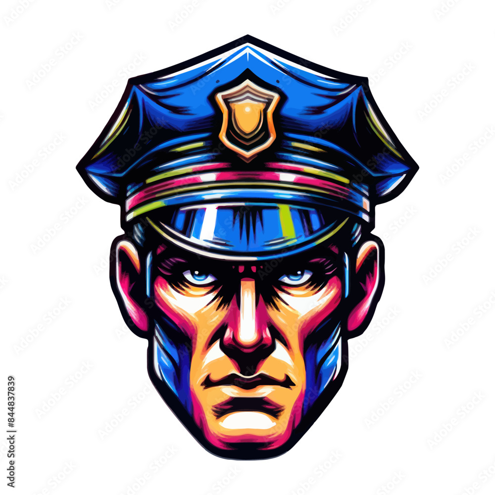 Vector illustration of a male police officer with a serious expression, wearing a blue uniform and hat. Suitable for law enforcement, authority, and character design projects. Vector illustration of a male police officer with a serious expression, wearing a blue uniform and hat. Suitable for law enforcement, authority, and character design projects.