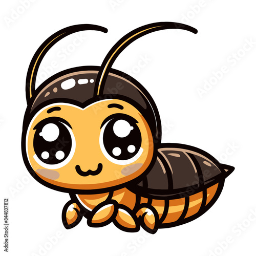 Vector illustration of a cute cartoon bee with big eyes. Perfect for children's projects, cartoons, and playful designs.