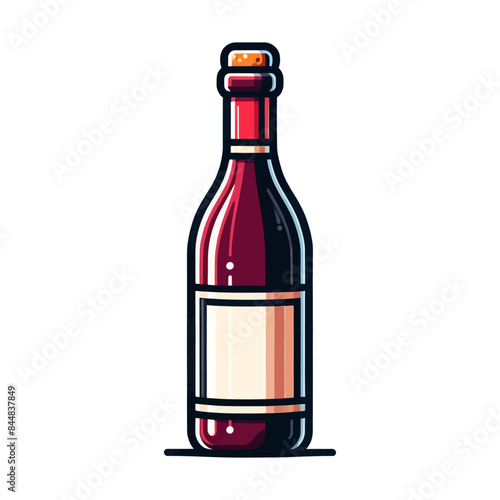 Vector illustration of a wine bottle with a simple label design. Perfect for food and beverage themes, winery advertisements, and product illustrations.