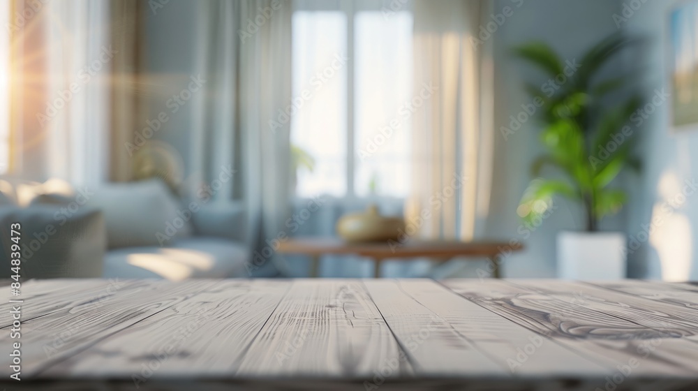 Blurred home interior with empty table for your decoration Blurred home interior with empty table for your decoration