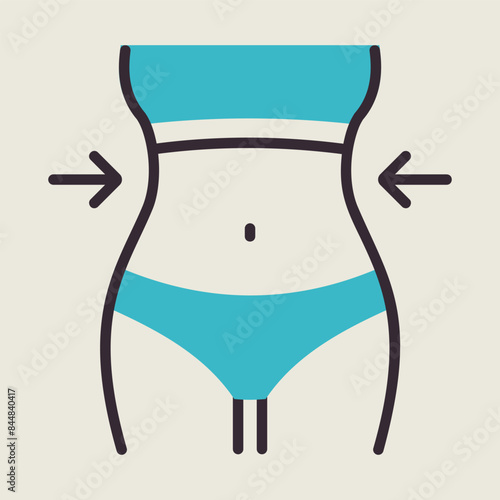 Weight loss icon with woman's waist