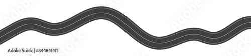 Wavy road with winding curves and horizontal path. Top view of race track and highway. Flat vector illustration isolated on white background.