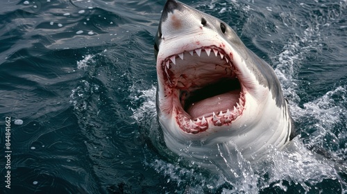 Majestic Predator: Great White Shark with Mouth Open